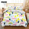Soft Flamingo 3D Print Bedding Set Fresh Style Cartoon Animals Green Leaves Tropical Fruit Floral Duvet Cover With Pillowcases