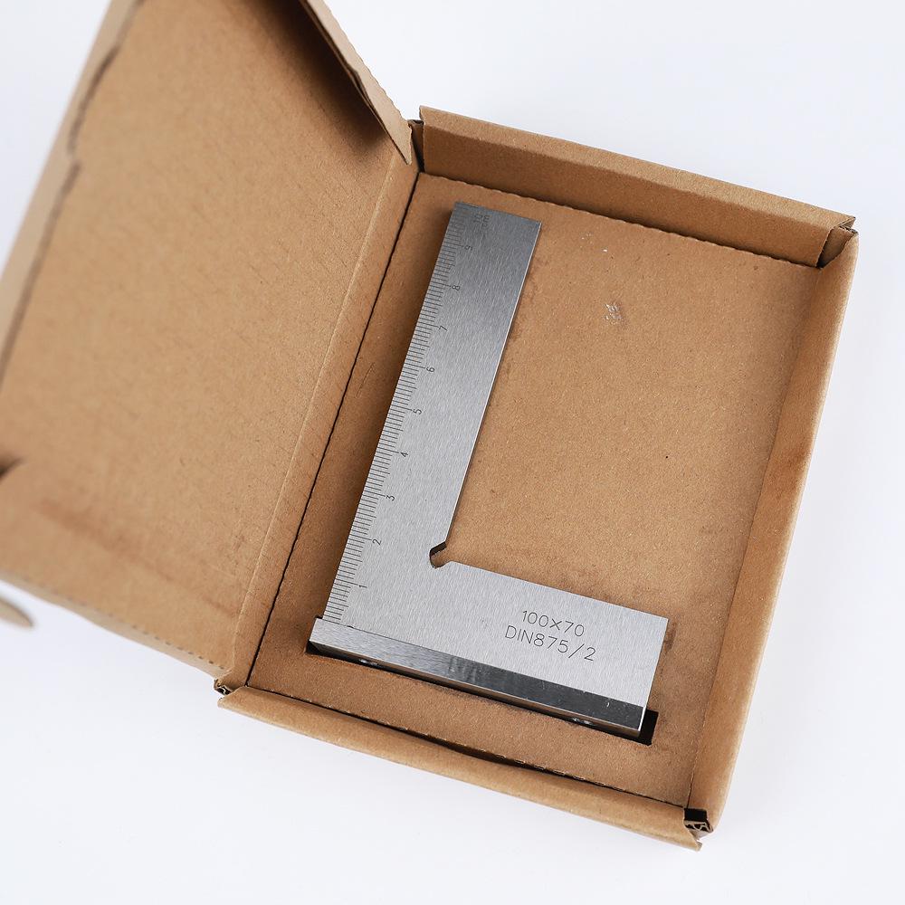 Stainless Steel Carpenter's L-Shaped Double Scale 90° Angle Ruler with Wide Base