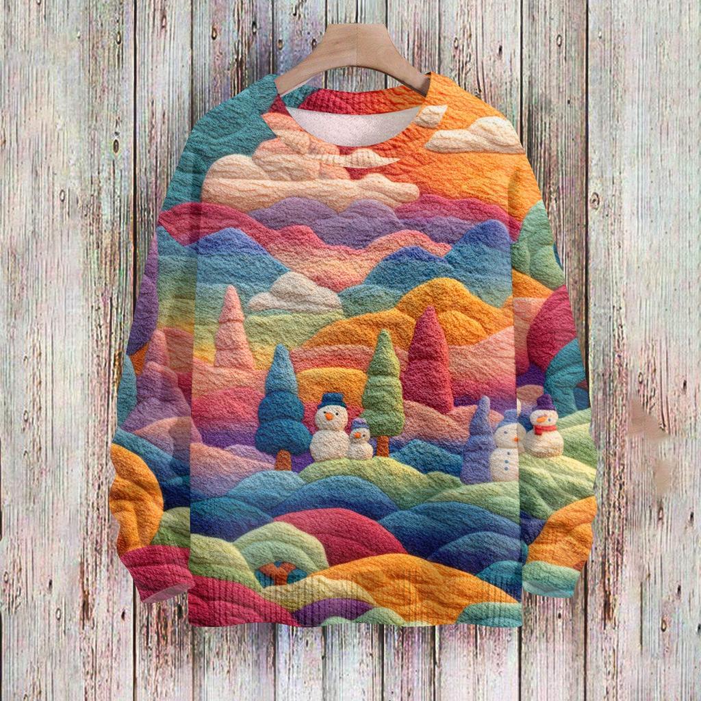 Рождественские толстовки для женщин Вязаный свитер Милая рубашка Осенний свитер с круглым вырезом Топы