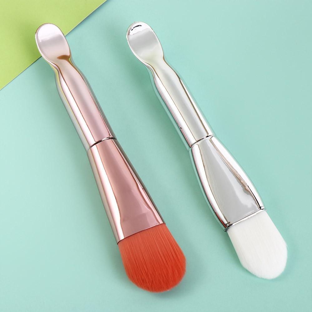 Soft Mask Brush Double Head Silicone Soft Bristle Brush Dual-use Electroplate Facial Mask Cleaning Brush Facial Beauty Tool