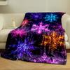 Colorful, glowing snowflakes in various shapes on a dark background. for all seasons blanket lunch break throw gift