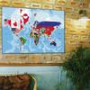 Frameless World Map Art Poster,Wall Decor,Polyester,Wall Hanging,Indoor Outdoor,Educational Decor,Travel Tools