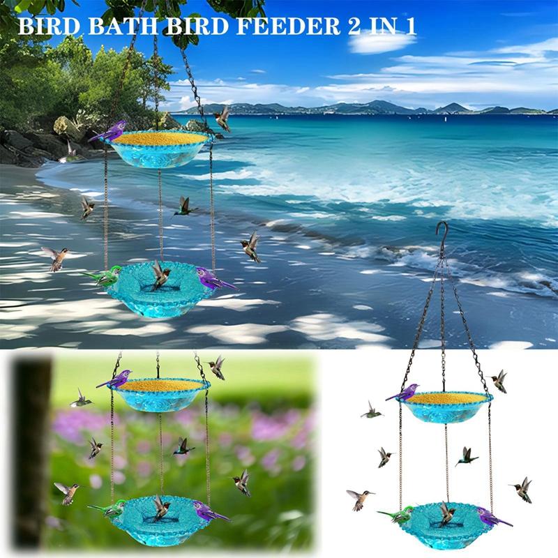Pet Bird Outdoor Garden Hanging Bird Bath Bird Feeder
