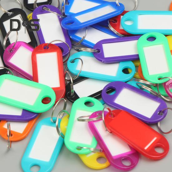 50 шт. Пластиковые брелки для ключей, идентификационные бирки с раздельным кольцом для ключей, бумажная вставка, брелки для ключей, писчая бумага, органайзер для ключей