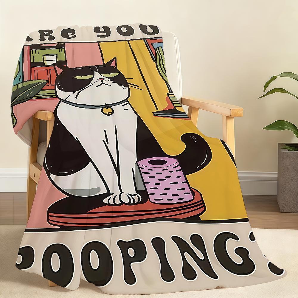 Are You Pooping Funny Bathroom Cat Blanket For Soft Throw Blanket for Picnic Bed Sofa Home Bedroom Cozy Warm Comfortable