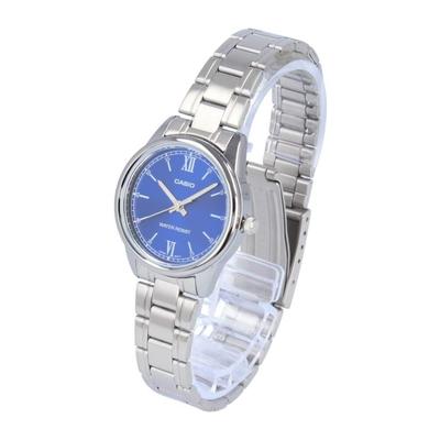 Casio Дешевые Casio LTP-V005D-2B2 Женские кварцевые аналоговые часы Нержавеющая сталь Серебристый Синий