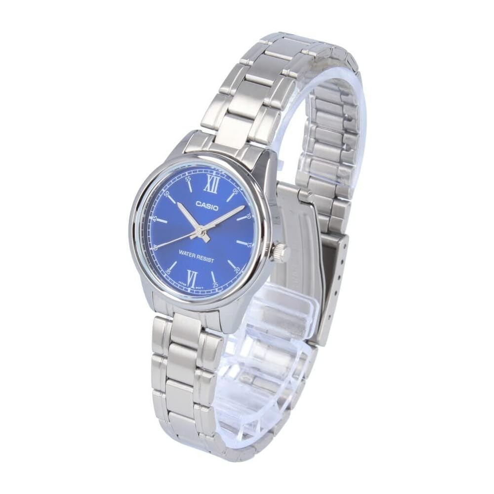 Casio Дешевые Casio LTP-V005D-2B2 Женские кварцевые аналоговые часы Нержавеющая сталь Серебристый Синий