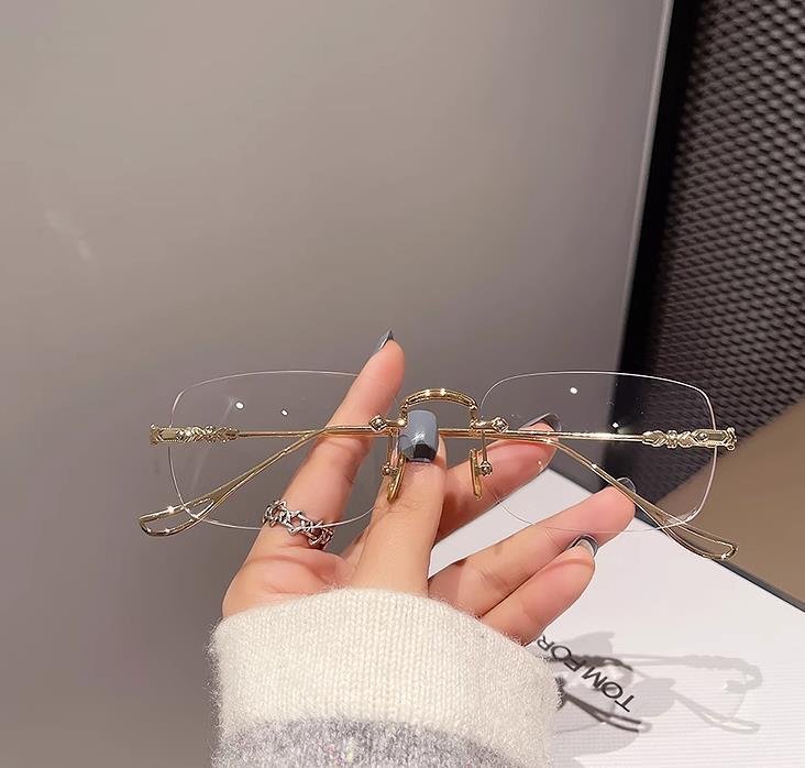 Blue Light Blocking Frameless Slim Red Reading Glasses for Men with Fashionable Edge