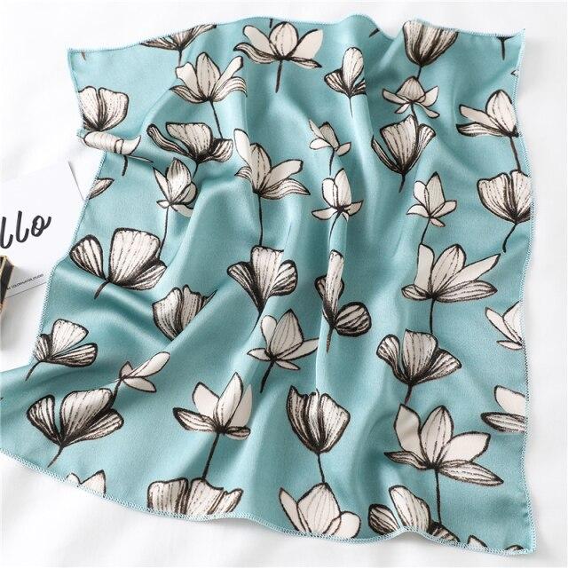 New Silk Scarf Square Women Fashion Dot Plaid Print Neckerchief Ladies Work Scarves Small Winter Foulard Bandana Hair Tie Band