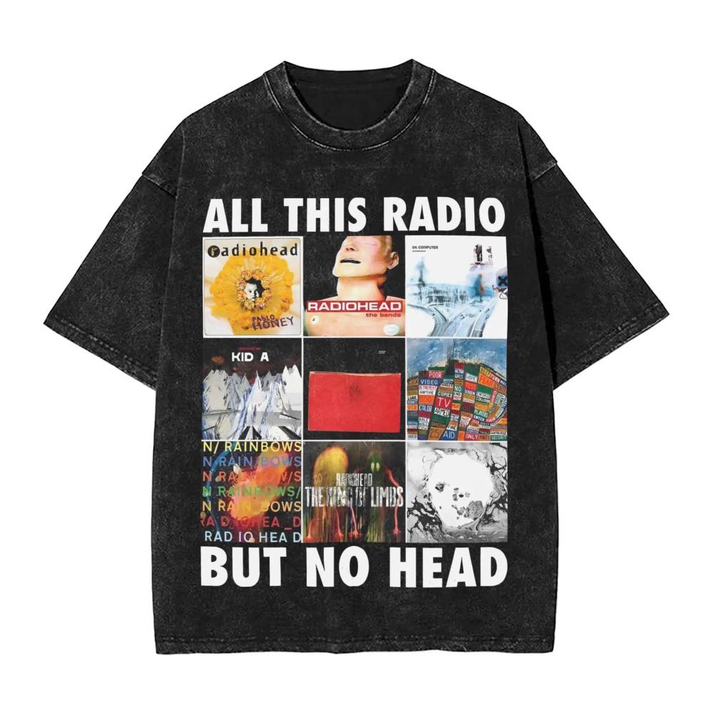 Свободная винтажная футболка с коротким рукавом кислотной стирки с принтом Radiohead Kid A Mountain