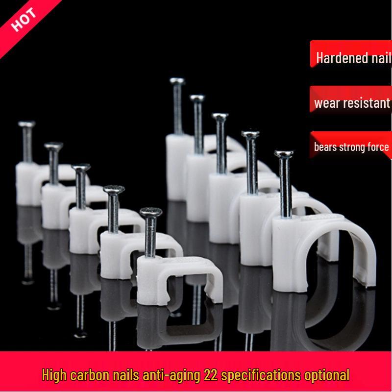 Round U-Shaped Wire Clips with Steel Nail for Wall Cable Management