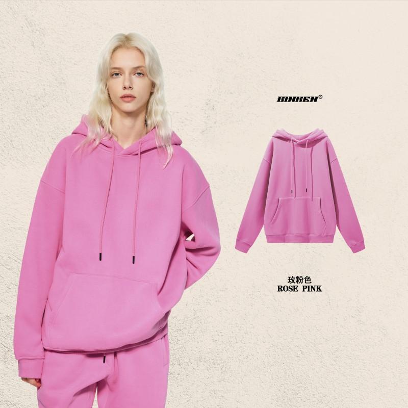 Mens Womens Oversized Hooded Sweatshirt 350g Fleece Lined Casual Winter Pullover Solid Color Streetwear