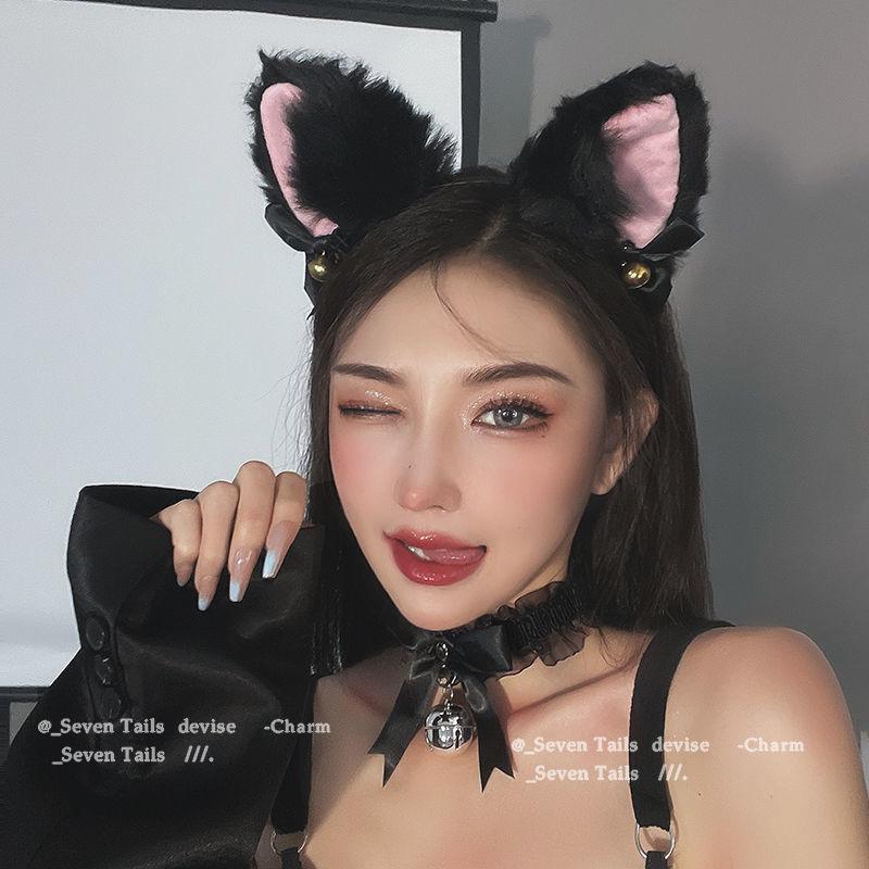 Милая японская плюшевая повязка на голову с ушками кошки и лисы для ролевых игр