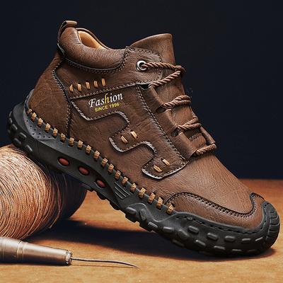 38-48 Осень / Зима Плюс бархатные теплые мужские ботинки ручной работы Удобные ботильоны для мужчин Повседневная обувь Мокасины Мужская обувь для инструментов