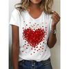 Women Heart Print T-Shirt For Valentine's Day Gifts Crew Neck Short Sleeve T-Shirt Casual Every Day Tops Women's Clothing