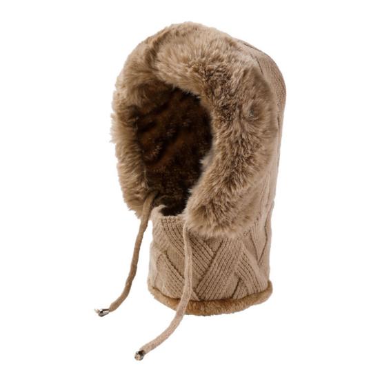 Зимний головной убор с шарфом-защитой лица, однотонная шапка 3-в-1, регулируемая по цвету, со шнурком, ветрозащитная шапка