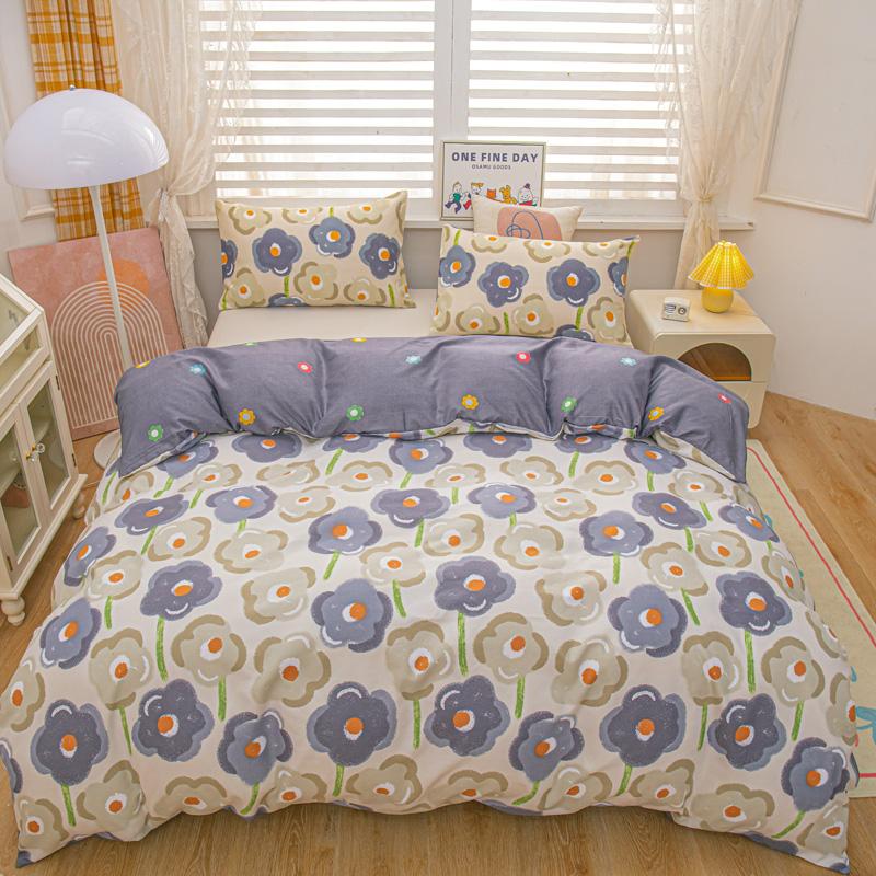 Cartoon Animal Rabbit Bear Duvet Cover Girls Strawberry Floral Bedding Set Reversible Kawaii Comforter Cover With 2 Pillowcase