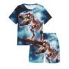 Летний комплект с круглым вырезом, с 3D-принтом с динозаврами, модный и повседневный, с шортами с короткими рукавами, детская одежда унисекс для мальчиков и девочек