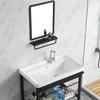 Stainless Steel Bracket Ceramic Wash Basin with Faucet