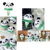 Adorable Mini Panda Plush Toy Keychain Soft Cotton Cute Animal Doll White Green