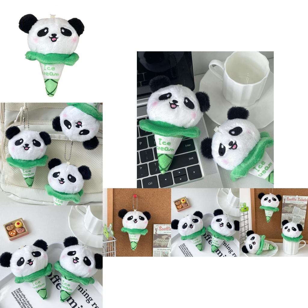 Adorable Mini Panda Plush Toy Keychain Soft Cotton Cute Animal Doll White Green