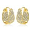 Huitan Opulent Gold Color Hoop Earrings Dazzling Cubic Zirconia Dainty Ear Piercing Accessories Gorgeous Charming Party Jewelry