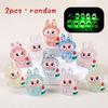 2Pcs Cartoon Luminous Labubu Figurine Micro Landscape Decoration Mini Resin Crafts Ornaments Diy Desktop Decoration Accessories