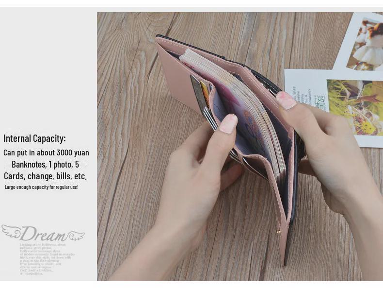 Женский короткий кошелек — большая вместимость, мягкий складной дизайн, кошелек для монет в японском и корейском стиле для студентов