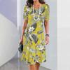2025 New Ladies Floral Print Summer Elegant Dress Round Neck Short-sleeved Dress Fashion Oversized Clothes