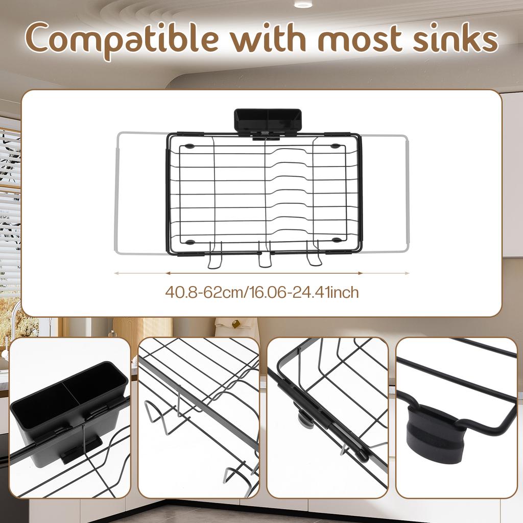 Expandable Dish Drying Rack Kitchen Sink Dish Drying Holder Cutlery Storage Counter Tableware Organizer Shelf