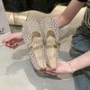 Fashion Luxury Crystal Covered Fishnet Mary Jane Shoes Woman Elegant Brand Design Rhinestone Mesh Ballet Flats Ladies  Bling Net Loafers