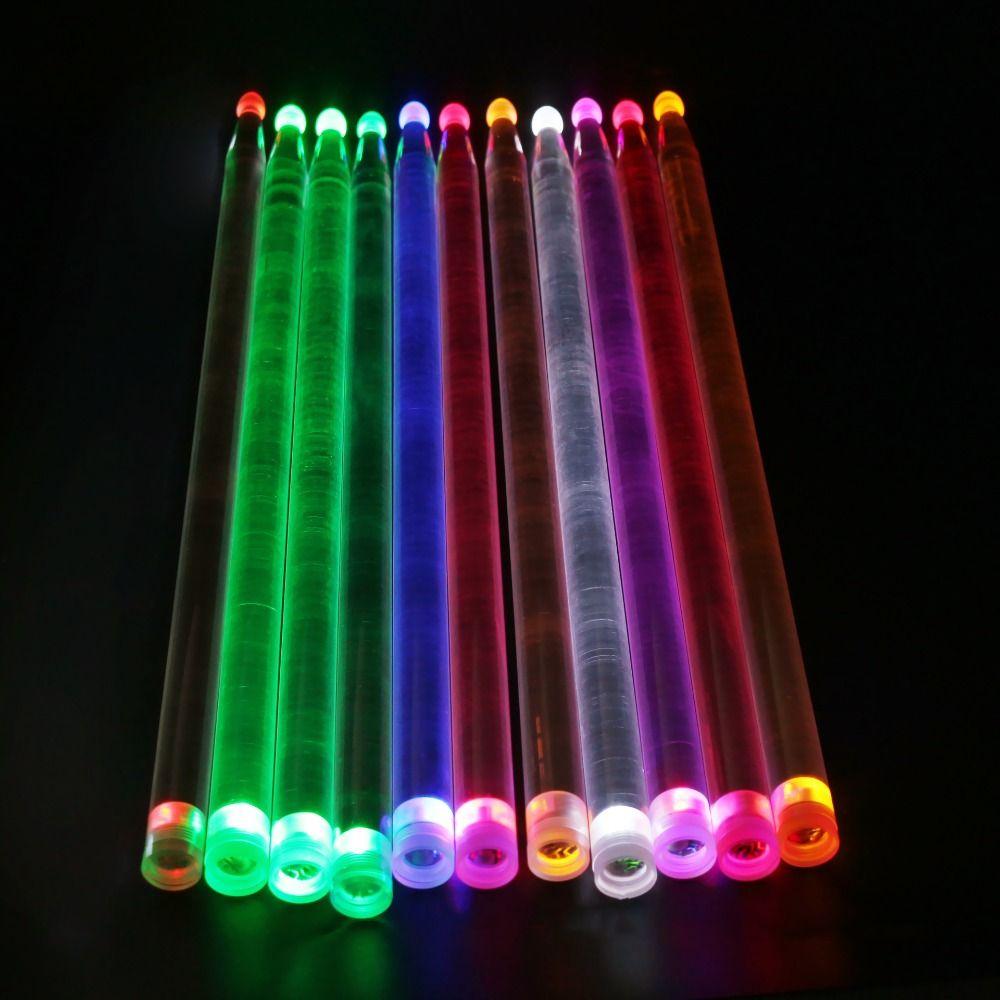 2Pcs Acrylic Light Up Drum Sticks Colorful Fluorescent Drumsticks Drummer Gifts