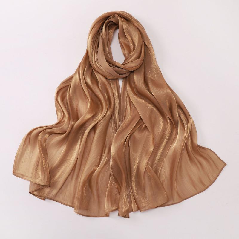 Solid Color Island Silk Crepe Long Scarf Ethnic Minority Women Headscarf