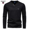 2025 Осень Новая Мужская Вышивка Повседневная Европейский Размер V-образный вырез Длинный рукав Футболка Приталенная Базовая Футболка 100% Хлопок Футболка Топ для Мужчин