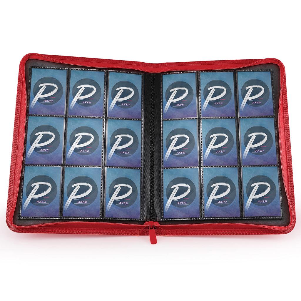 Файл для хранения карточек PAKESI Star Card, 9 карманов, вмещает 360 карточек, лист для сбора карточек Star Cards и других карточек, файл для хранения карточек Star Card Collection (красный)