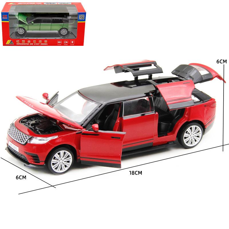 1/32 Range Rover Velar Удлиненный Лимузин из Сплава Металлическая Литая Модель Автомобиля Мигающий Музыкальный Детская Игрушка Транспортные Средства Подарок