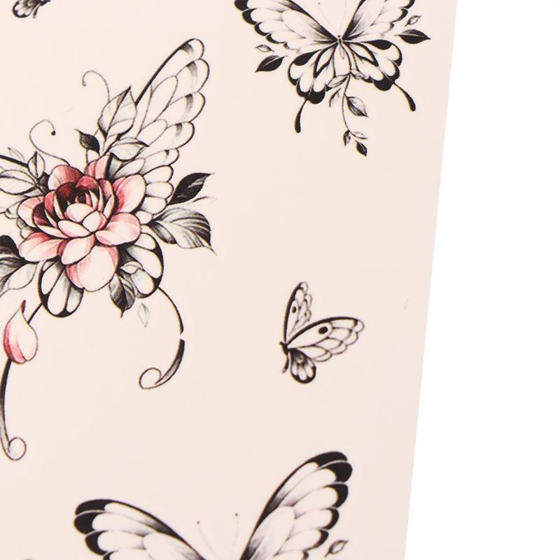 Водонепроницаемые временные тату-наклейки Бабочка Роза Каваи Переводная Флеш-тату Женщины Шея Рука Боди-арт Поддельные Татуировки Мужчины