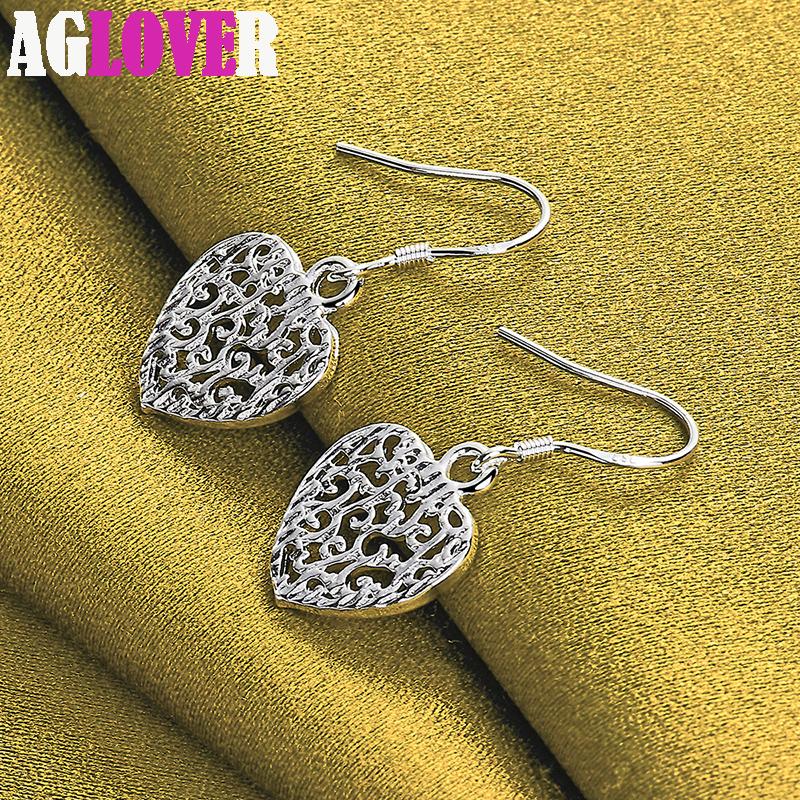 Ювелирные изделия из стерлингового серебра 925 пробы с полым узором в форме сердца