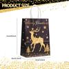 12/24pcs Gold Black Kraft Gift Bags With Handle Elk Snowflake Christmas Tree Bronzing Paper Bag Merry Christmas Party Favors Bag