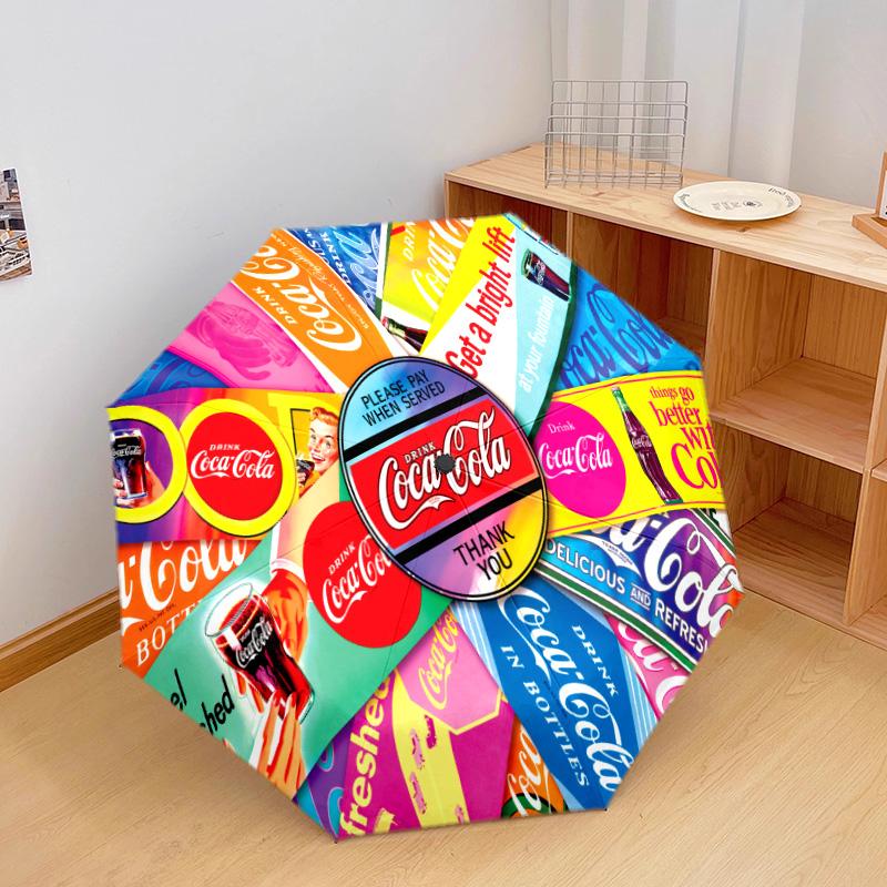 1 шт. Автоматический зонт Coca-cola Рождественская доставка - Подходит для путешествий, улицы, портативный зонт, Подарок на день рождения, Ежедневные принадлежности