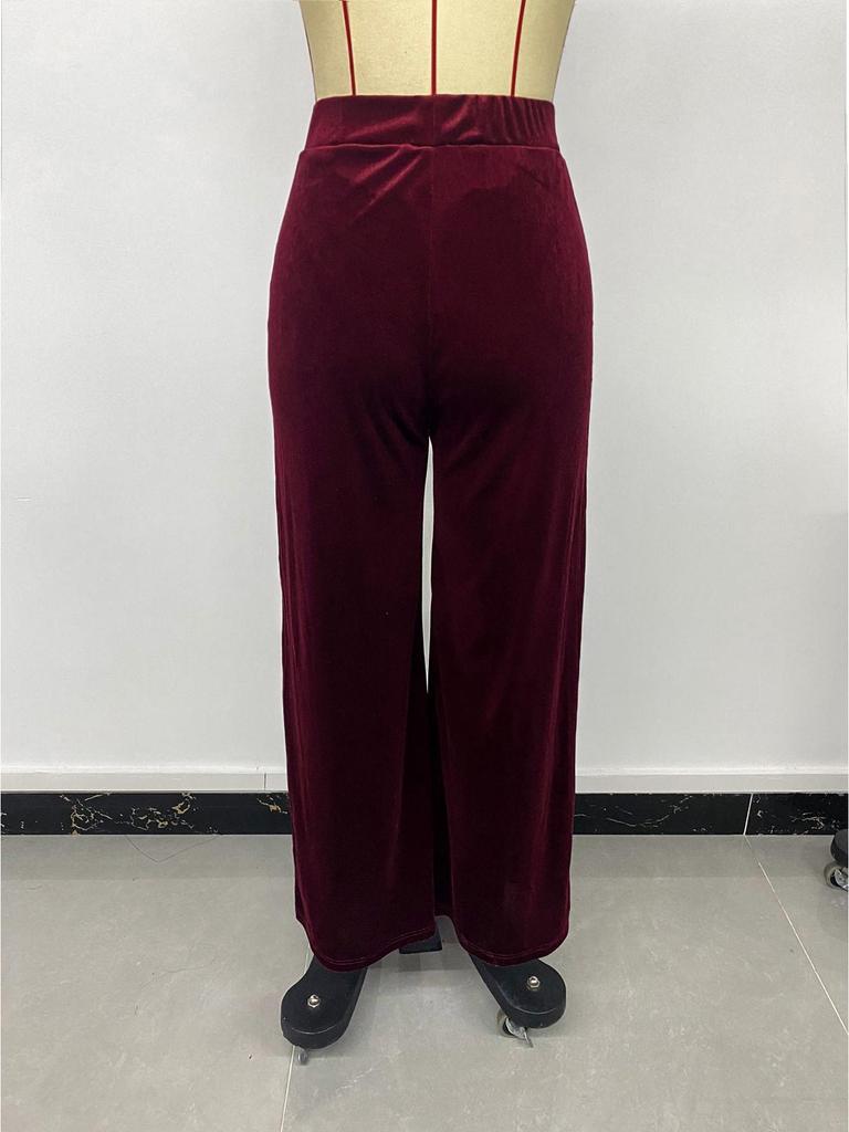 Летние европейские и американские бархатные брюки с высокой посадкой и широкими штанинами для женщин