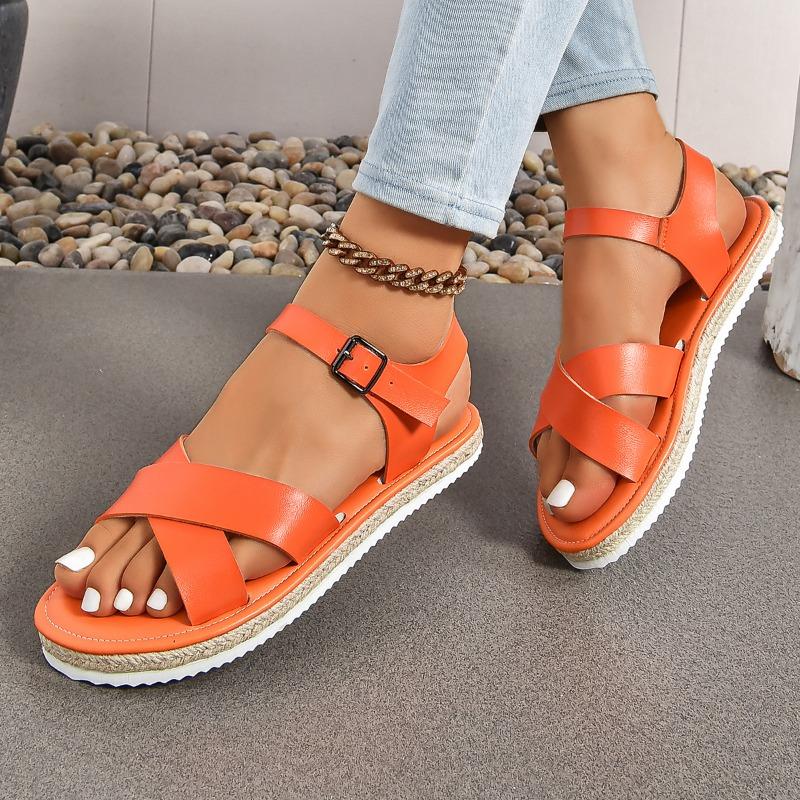 Летняя популярная женская обувь, модные однотонные женские сандалии с открытым носком, большие размеры, повседневные женские сандалии с одной пряжкой