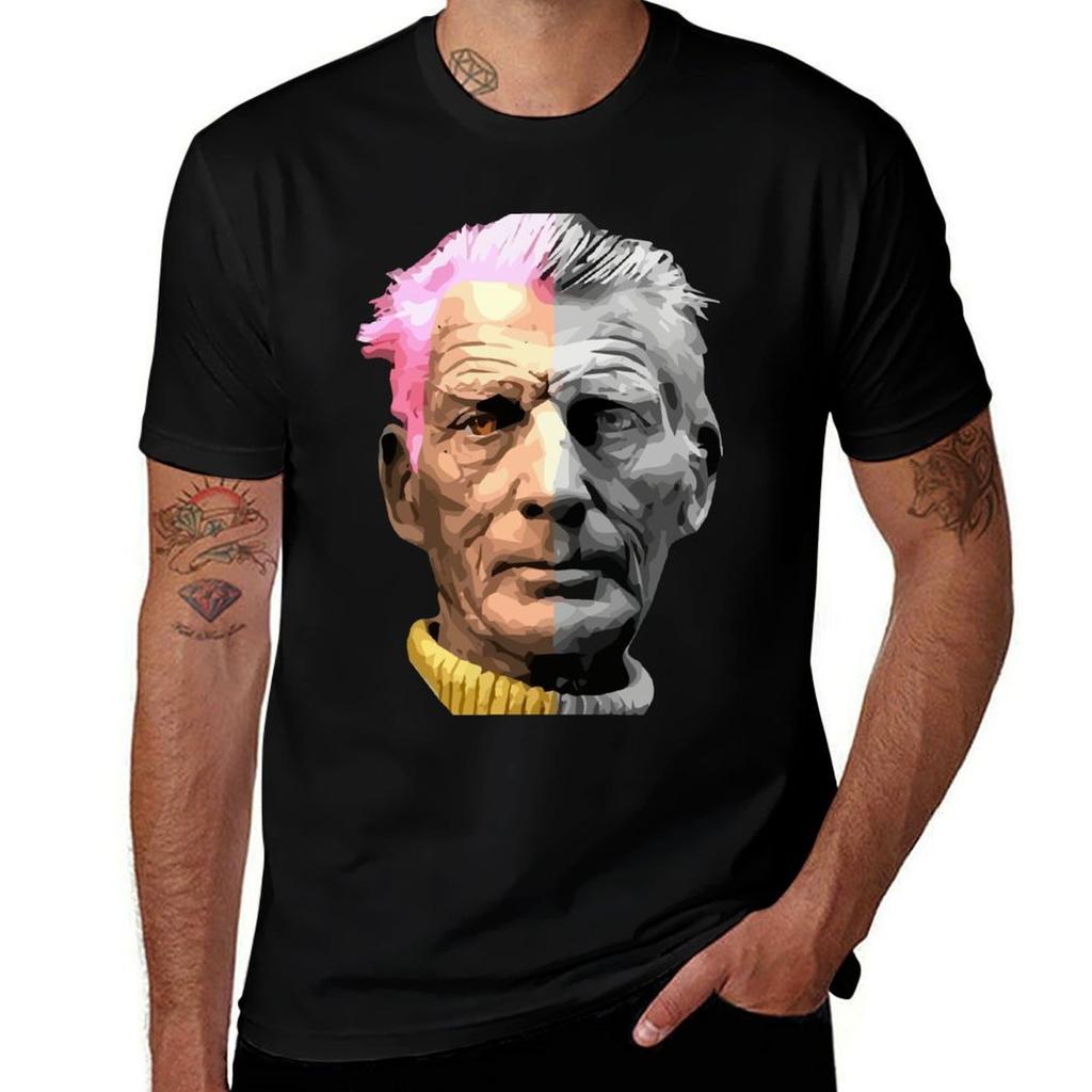 Samuel Beckett Iconic Photo Punked Tshirt Sports Casual Breathable Tee Shirt
