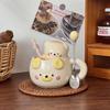 High-value Cute Bear Mug with Lid Couple Ceramic Straw Water Cup Birthday Gift for Girls