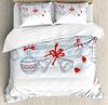 Snow Christmas Duvet Cover Set, Decorative 3 Piece Bedding Set With 2 Pillow Shams, Single King Queen Twin Size Bed Collection