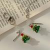 Christmas Tree Keychain Mobile Pendant Crystal Bead Earphone Hanger Christmas Snowflake Bag Hanger