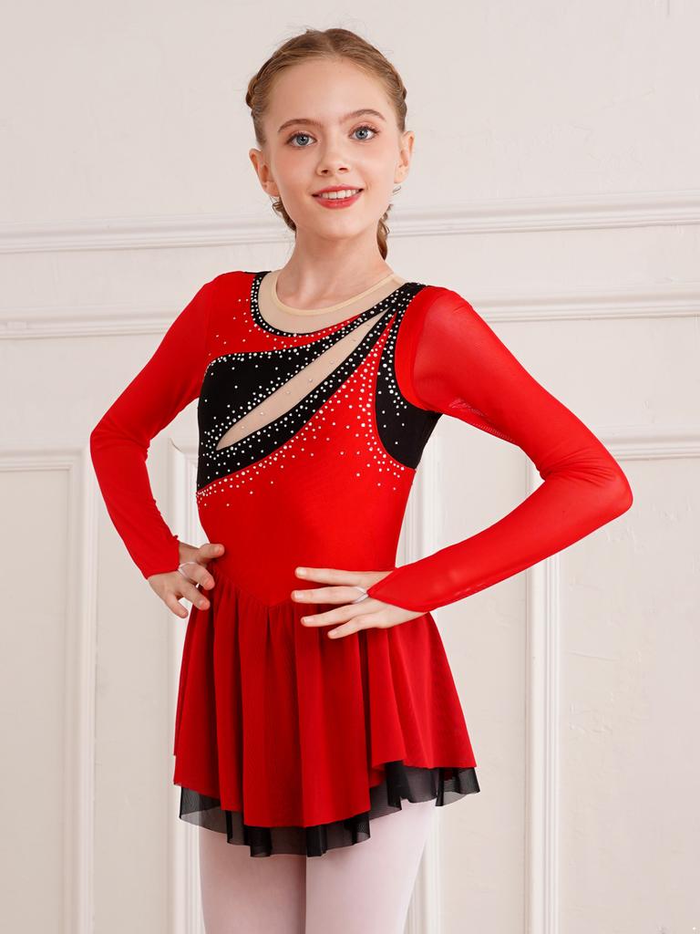 Балетное платье для девочек, лирическое модренское танцевальное платье, купальник для художественной гимнастики, пачка, танцевальная одежда, сетчатый костюм для катания на коньках, сценический костюм