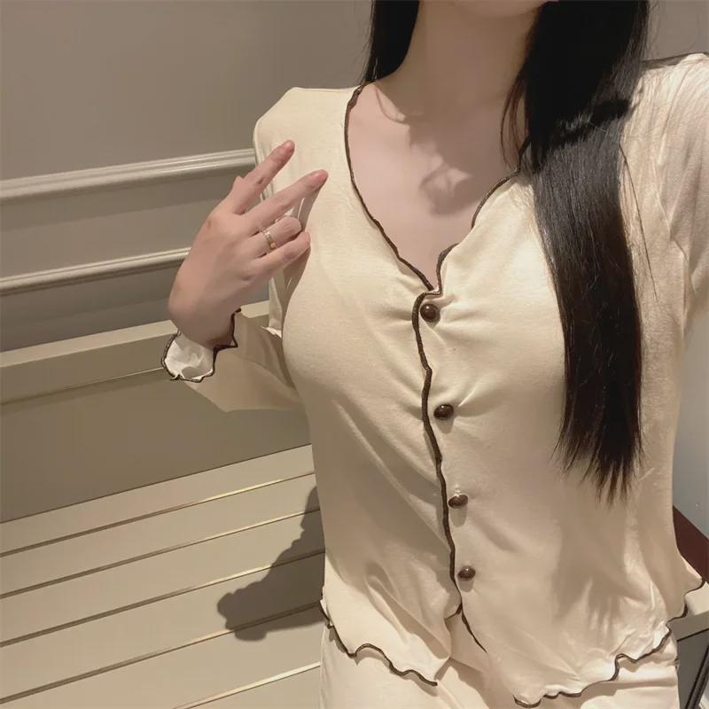 Женская пижама Taro Purple Modal Cotton во французском стиле с длинными рукавами и подкладками для груди — идеальный вариант для весны и осени.