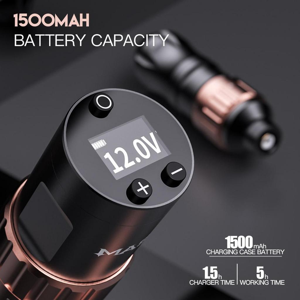 Mast Tattoo Fold2 Wireless Tattoo Pen , 7 Strokes Length  Choose Digital Voltage Display for Studio Artists