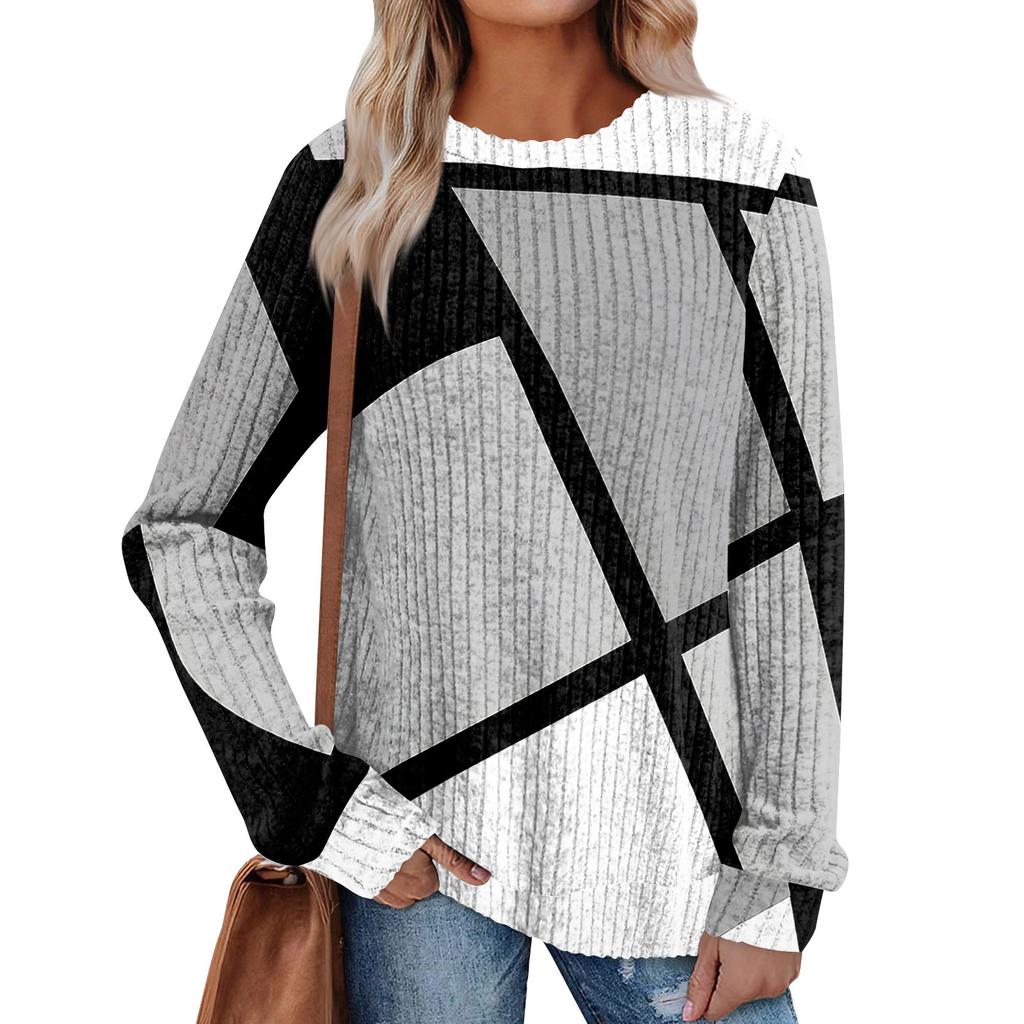 Женский принт Легкий Топ с круглым вырезом из матового хлопка